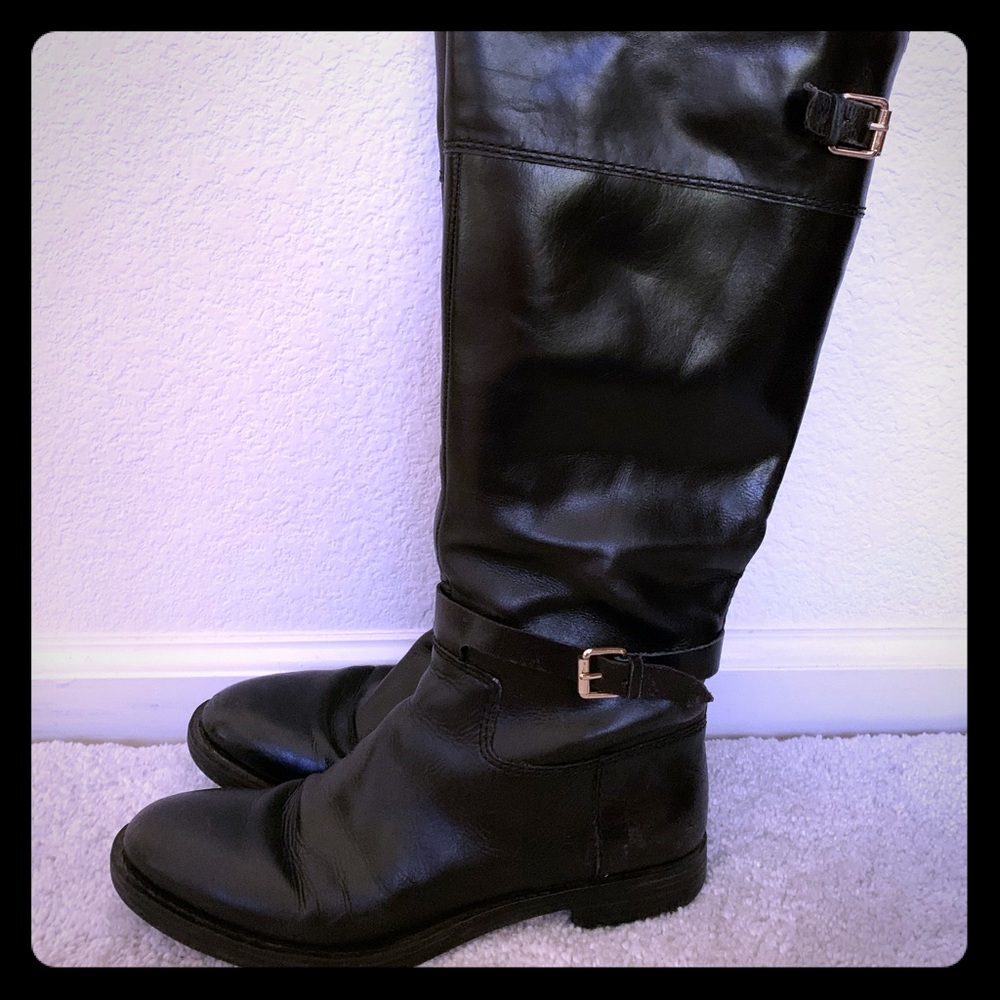 Genuine black leather boots